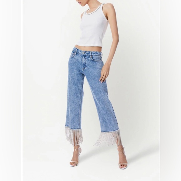 Alice + Olivia Denim - NWT alice + olivia Amazing crystal-embellished boyfriend jeans Size 28